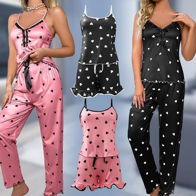 Set de pijamale pentru femei (top cu pantaloni scurți sau lungi) | LUNAR